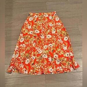 Black labe Floral Orange Skirt MEDIUM length 33in waist 15in